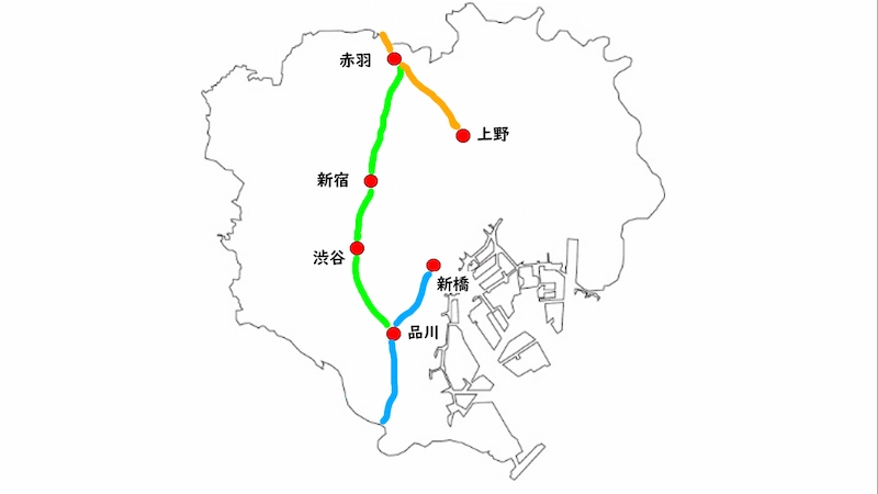 品川線開業当時の路線図イメージ